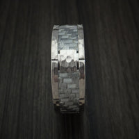 Cobalt Chrome Hammered Ring with Silver Carbon Fiber Inlay Custom Inlay