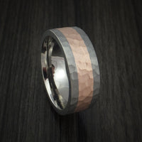 Titanium and 14K Rose Gold Ring Hammered Band Custom Made