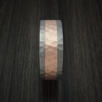 Titanium and 14K Rose Gold Ring Hammered Band Custom Made