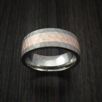 Titanium and 14K Rose Gold Ring Hammered Band Custom Made