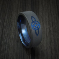 Black Zirconium Celtic Knot Ring with Anodized Sleeve Custom Made Band