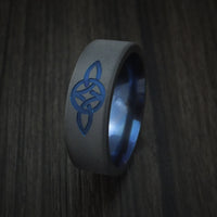 Black Zirconium Celtic Knot Ring with Anodized Sleeve Custom Made Band
