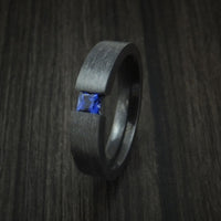 Black Titanium or Black Zirconium Custom Men's Ring with Sapphire