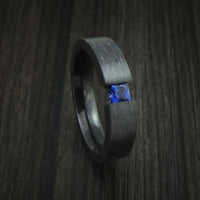 Black Titanium or Black Zirconium Custom Men's Ring with Sapphire