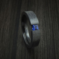 Black Zirconium Ring with Sapphire Custom Made Band