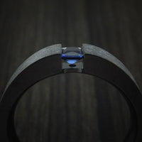 Black Titanium or Black Zirconium Custom Men's Ring with Sapphire