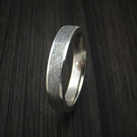 14k White Gold and Gibeon Meteorite Ring Custom Made Band