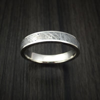 14k White Gold and Gibeon Meteorite Ring Custom Made Band