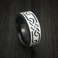 Black Zirconium Celtic Trinity Ring Irish Knot Design Band Any Size Ring