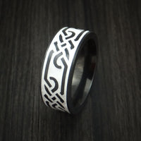 Black Zirconium Celtic Trinity Ring Irish Knot Design Band Any Size Ring