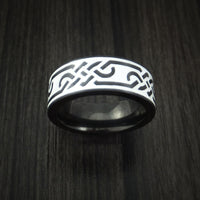 Black Zirconium Celtic Trinity Ring Irish Knot Design Band Any Size Ring