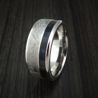 Cobalt Chrome and Gibeon Meteorite Ring with Carbon Fiber Custom Made Band