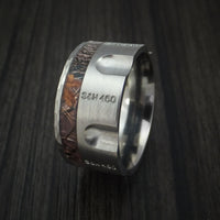 Titanium Revolver Ring with Kings Camo Woodland Shadow Inlay and Hammered Edge Custom Made