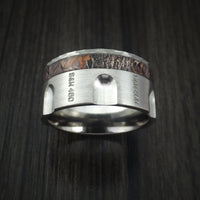 Titanium Revolver Ring with Kings Camo Woodland Shadow Inlay and Hammered Edge Custom Made