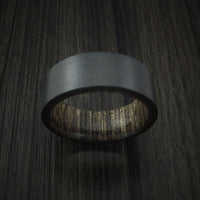 Black Zirconium Ring with Hardwood Interior Sleeve Custom Made