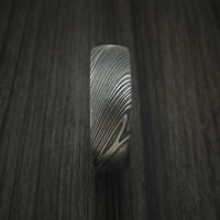 Kuro Damascus Steel Ring with Walnut Hardwood Sleeve Custom Made Wood Band