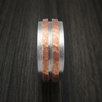 Cobalt Chrome Ring with Raised Hammered Copper Inlays Custom Made Band