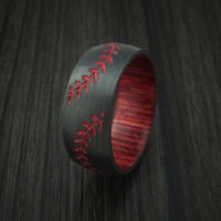 Black Zirconium Double Stitch Baseball Ring with Custom Color and Hardwood Sleeve