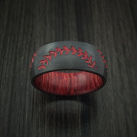 Black Zirconium Double Stitch Baseball Ring with Custom Color and Hardwood Sleeve