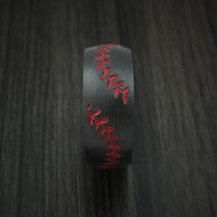Black Zirconium Double Stitch Baseball Ring with Custom Color and Hardwood Sleeve