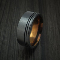Black Titanium Textured Ring with Anodized Center Custom Made Band