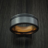 Black Titanium Textured Ring with Anodized Center Custom Made Band