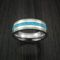 Titanium and Turquoise Ring with 14k Yellow Gold Custom Made Band