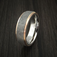 Cobalt Chrome and Gibeon Meteorite Ring with 14k Rose Gold Custom Made Band