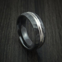 Black Zirconium Ring with Hammer Finish Custom Made Band