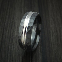 Black Zirconium Ring with Hammer Finish Custom Made Band