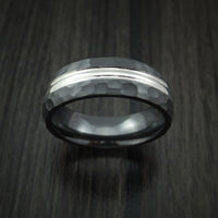 Black Zirconium Ring with Hammer Finish Custom Made Band