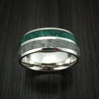 14K White Gold Meteorite and Malachite Ring Custom Made