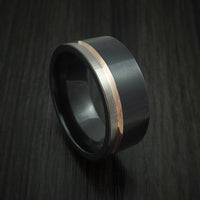 Black Zirconium Ring with 14k Rose Gold Inlay Custom Made Band