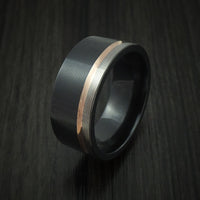Black Zirconium Ring with 14k Rose Gold Inlay Custom Made Band