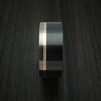 Black Zirconium Ring with 14k Rose Gold Inlay Custom Made Band