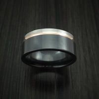 Black Zirconium Ring with 14k Rose Gold Inlay Custom Made Band