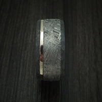 Black Titanium and Meteorite Ring with Platinum and Wood Sleeve Custom Made