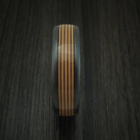 Black Zirconium Guitar String Ring With Hardwood Sleeve Custom Made Band