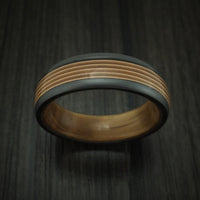 Black Zirconium Guitar String Ring With Hardwood Sleeve Custom Made Band