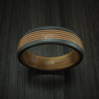 Black Titanium Guitar String Ring With Hardwood Sleeve Custom Made Band