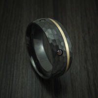 Black Zirconium and Gold Ring with Black Diamonds Custom Made
