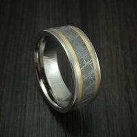 Titanium and Meteorite Ring with 14K Gold Custom Made