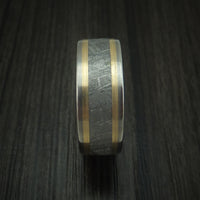 Titanium and Meteorite Ring with 14K Gold Custom Made
