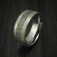 Titanium and Meteorite Ring with 14K Gold Custom Made