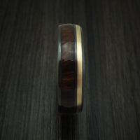 Black Titanium and Gold Ring with Hardwood Inlay Custom Made
