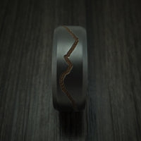 Black Zirconium Ring with Custom Mountain Milling and Hardwood Interior Sleeve Custom Made