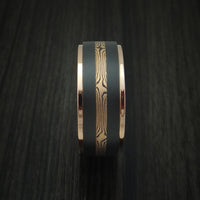 Black Zirconium and Mokume Ring with Gold Edges Custom Made Band