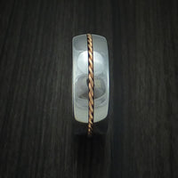 Tungsten Band with Rose Gold Inlay Custom Made Ring