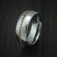 Tungsten Band with Rose Gold Inlay Custom Made Ring