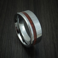 Tungsten Band with Blood Wood Inlay Custom Made Ring